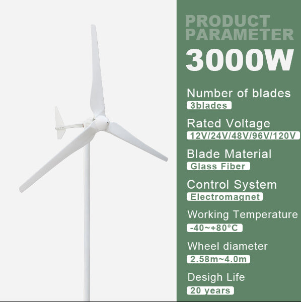 Smaraad SL 2000W 3000W 5000W Horizontal Wind Turbine Power Windmill 3 Blade Generator Electric With MPPT Controller Off Grid System