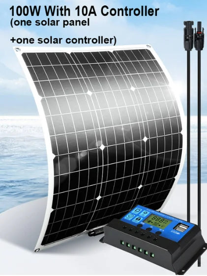 18V 100W Flexible Solar Panels 300W Waterproof Monocrystalline Solar Panel Camping RV Home Charge 12V