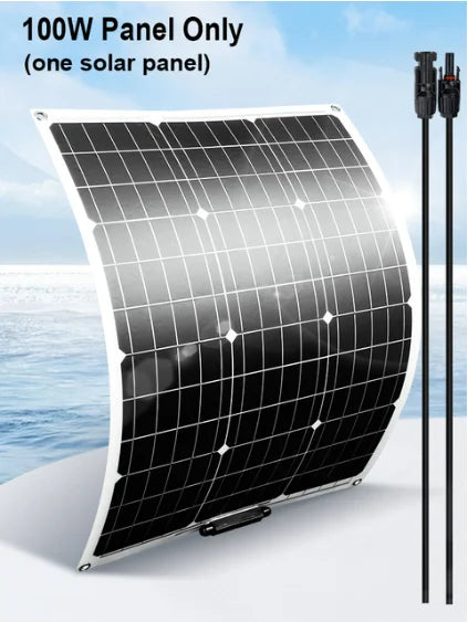 18V 100W Flexible Solar Panels 300W Waterproof Monocrystalline Solar Panel Camping RV Home Charge 12V