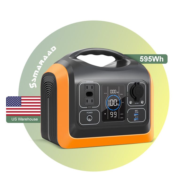 600W Portable Power Station, Solar Generator  LiFePO4 Battery Backup Solar Powered Generators Quick Charge Pure Sine Wave 110V AC Outlet Powerbank for Home Use Camping Outdoors Travel