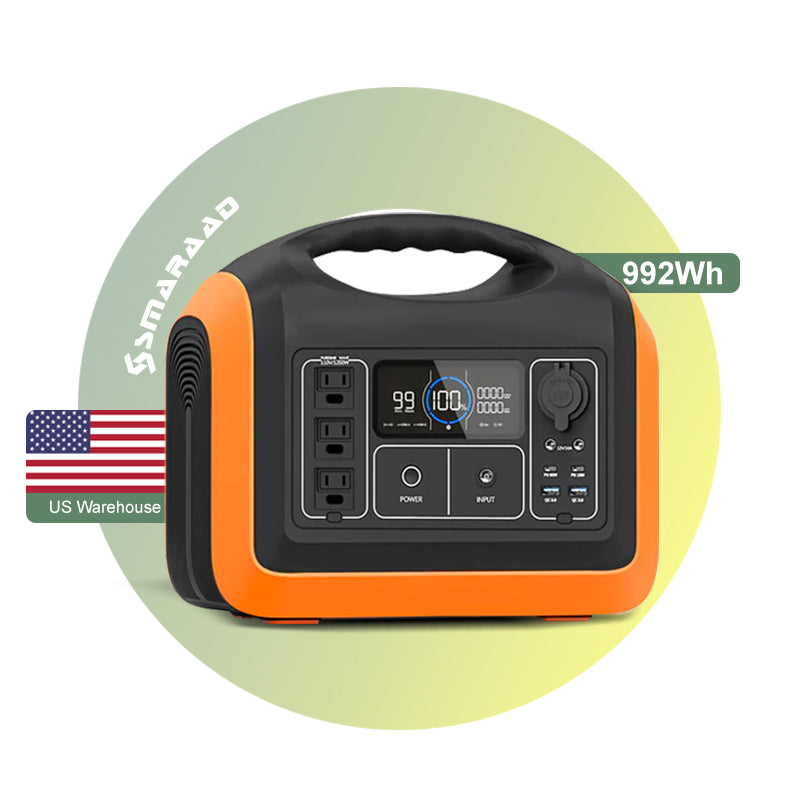 1200W Portable Power Station, Solar Generator 992Wh LiFePO4 Battery Backup Solar Powered Generators Quick Charge Pure Sine Wave 110V AC Outlet Powerbank for Home Use Camping Outdoors Travel