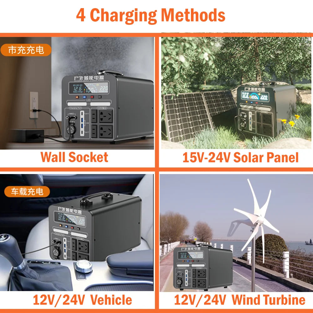 200-240V 1200W Solar Generator 330000mAh 1320Wh Portable Power Station Pure Sine Wave for Home Car Refrigerator Drone Laptops