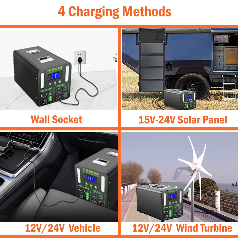 220V AC 300W 56250mAh Portable Power Station Pure Sine Wave 180Wh Solar Generator Powering Car Refrigerator TV Drone Laptops