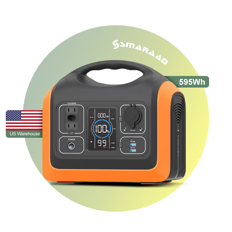 600W Portable Power Station, Solar Generator  LiFePO4 Battery Backup Solar Powered Generators Quick Charge Pure Sine Wave 110V AC Outlet Powerbank for Home Use Camping Outdoors Travel