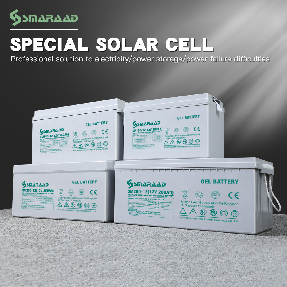 SMARAAD Deep cycle Gel battery 12v 200Ah 250Ah 150Ah solar panel storage gel battery system for home