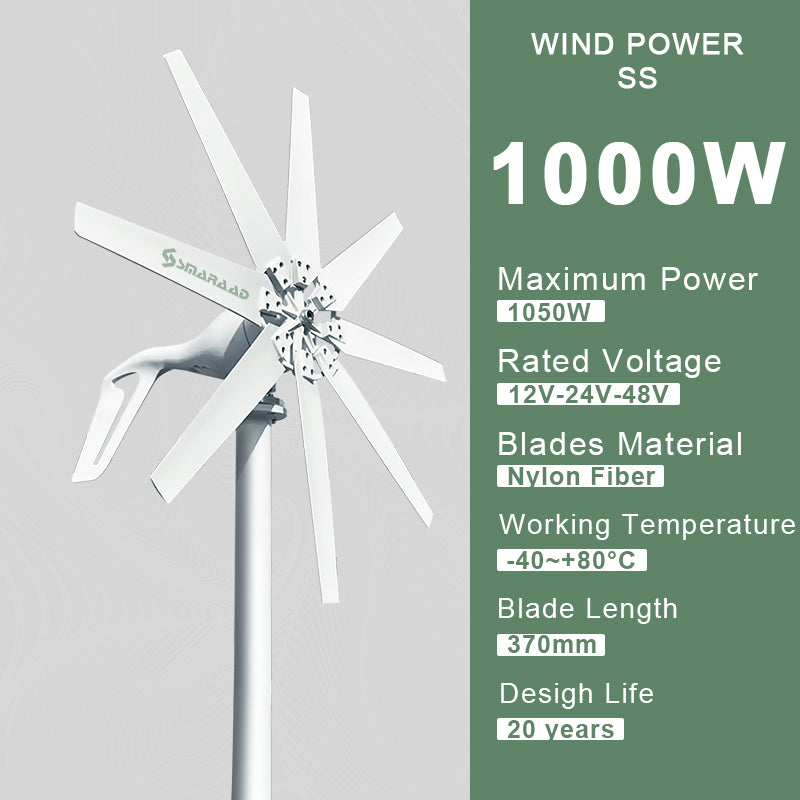 Smaraad SS 600W 800W 1000W Wind Energy System wind turbine controller  horizontal wind turbine Free Shipping,Installation Instructions, After-sales Service