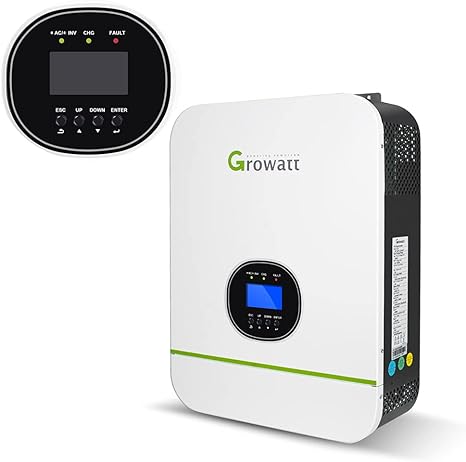 24V 3000W 120V/240V Split Phase Solar Inverter Growatt 80A MPPT Solar Charge Controller, Pure Sine Wave Inverter (24V Inverter)