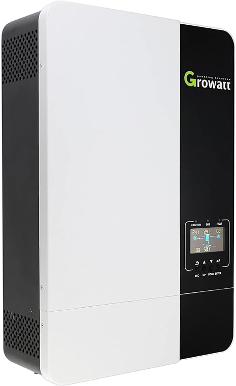 Growatt Solar Inverter Growatt 3500W 48V Hybrid Inverter, 80A MPPT Solar Controller Output AC220V Input PV max 450V Can Work with or Without Battery