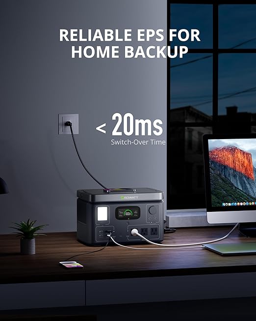 Portable Power Station Generators: VITA550 Solar Generator (Solar Panel Optional) with 538Wh LiFePO4 Battery,1 Hour Fast Charging, 600W (1200W Surge) Output for Outdoor Camping/RVs/Home Use