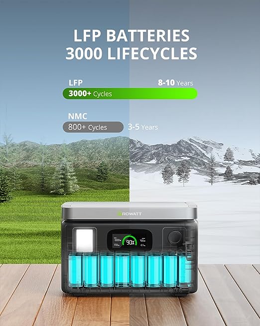 Portable Power Station Generators: VITA550 Solar Generator (Solar Panel Optional) with 538Wh LiFePO4 Battery,1 Hour Fast Charging, 600W (1200W Surge) Output for Outdoor Camping/RVs/Home Use