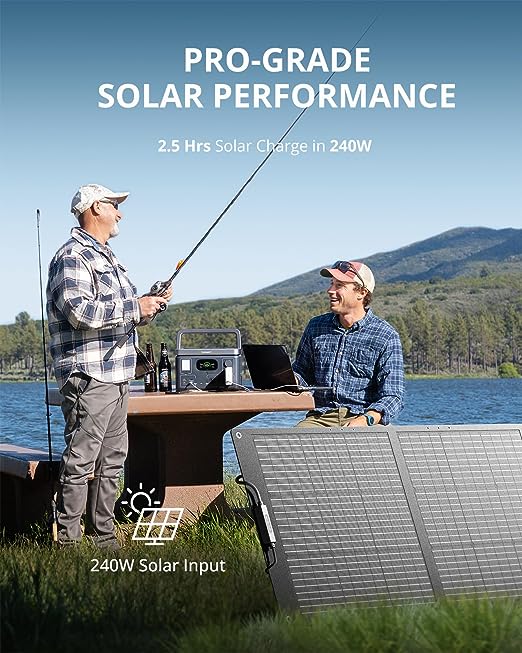 Portable Power Station Generators: VITA550 Solar Generator (Solar Panel Optional) with 538Wh LiFePO4 Battery,1 Hour Fast Charging, 600W (1200W Surge) Output for Outdoor Camping/RVs/Home Use