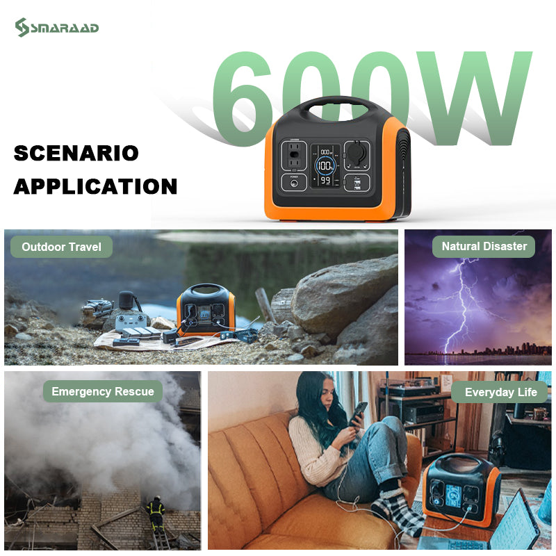 600W Portable Power Station, Solar Generator  LiFePO4 Battery Backup Solar Powered Generators Quick Charge Pure Sine Wave 110V AC Outlet Powerbank for Home Use Camping Outdoors Travel