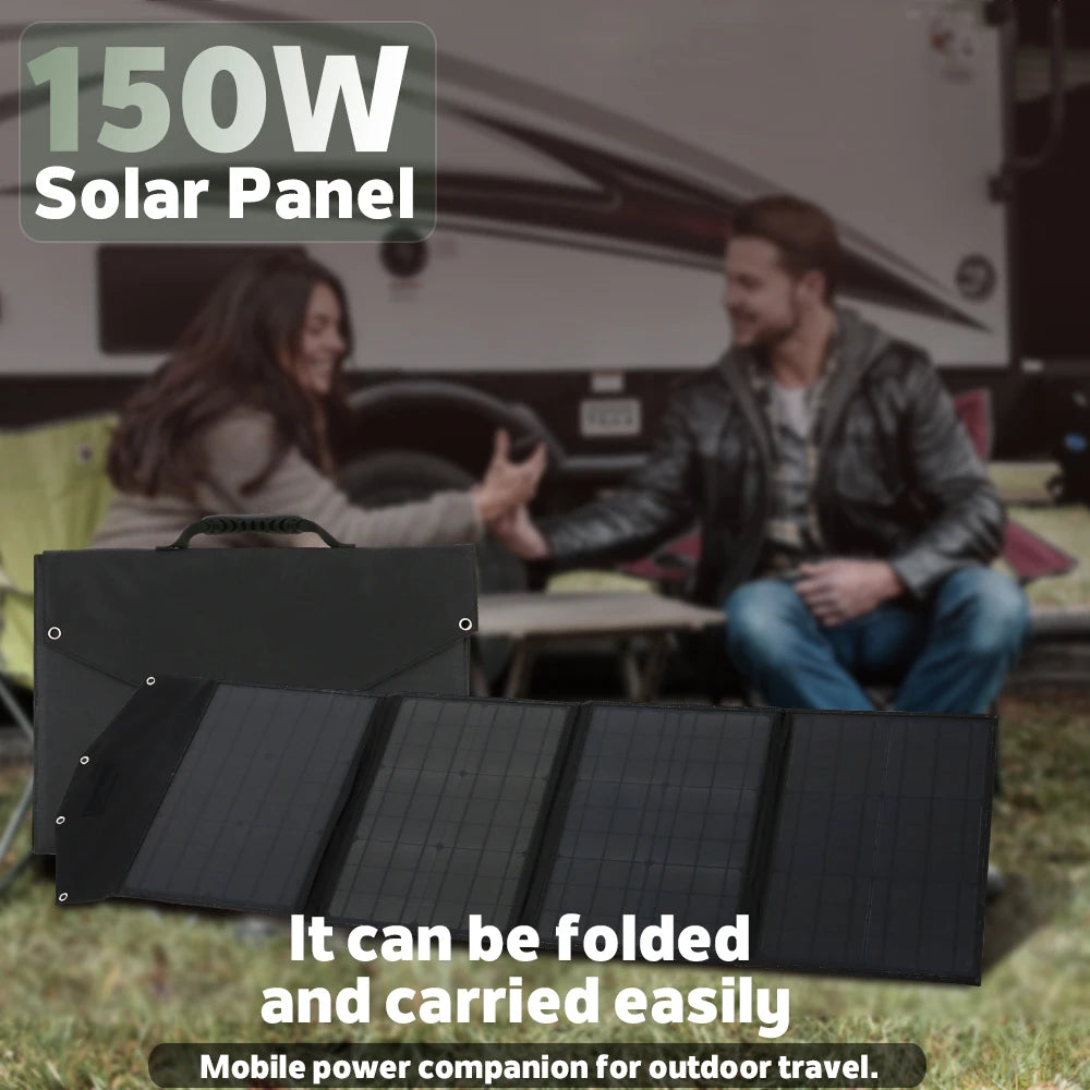 150W 18V Foldable Solar Panel USB Portable Solar Phone Charger   DC Output PD Type-c  Tablets Camping Van RV Trip