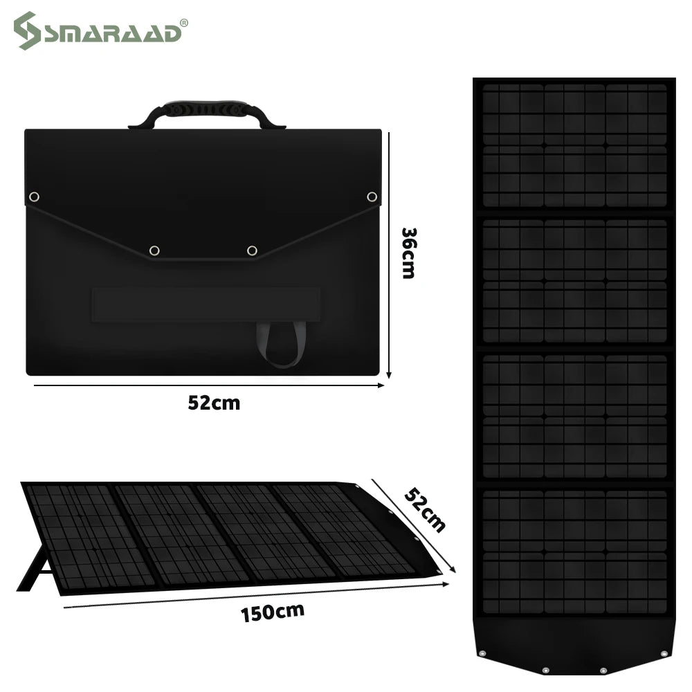 150W 18V Foldable Solar Panel USB Portable Solar Phone Charger   DC Output PD Type-c  Tablets Camping Van RV Trip