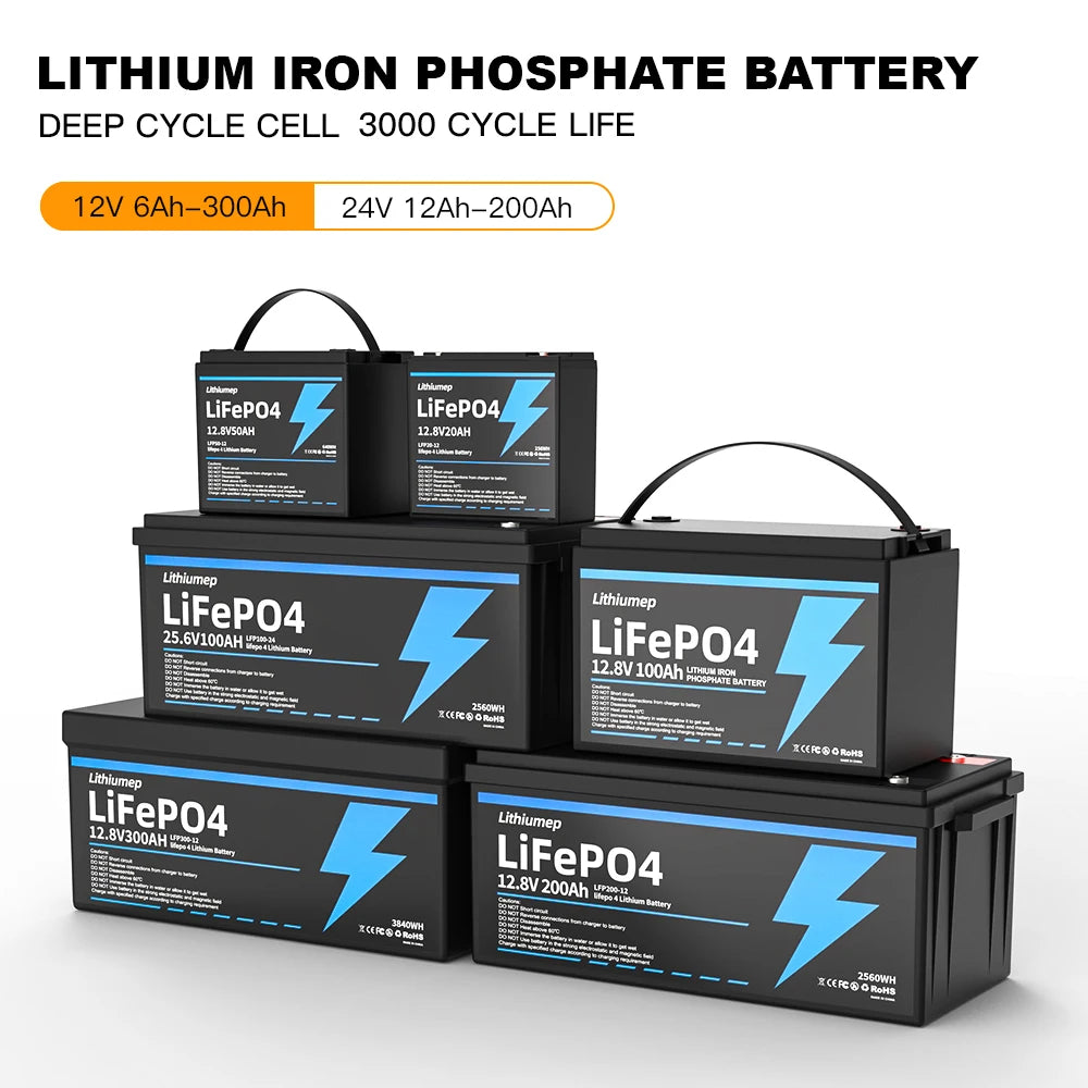 LiFePO4 Battery 12V20AH-12V300AH Lithium Iron Phosphate Battery Higher power Better safety Suitable for many applications