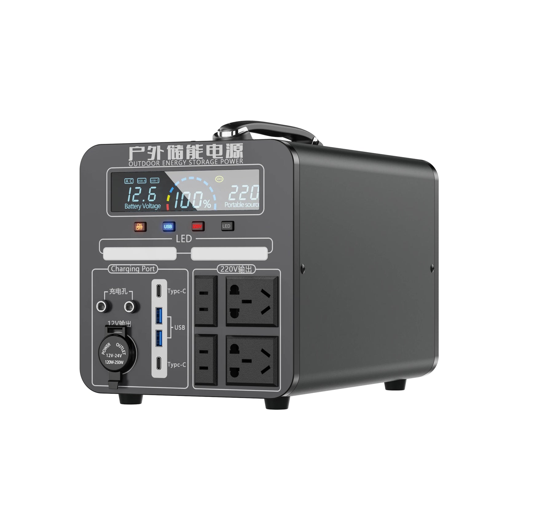 Outdoor Mobile Power Supply 220V 2000W Iarge Capacity Portable Charging Station Outdoor Camping Emergency Energy Storage Boiler