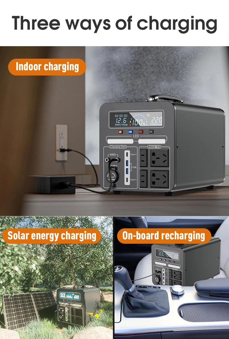 Outdoor Mobile Power Supply 220V 2000W Iarge Capacity Portable Charging Station Outdoor Camping Emergency Energy Storage Boiler