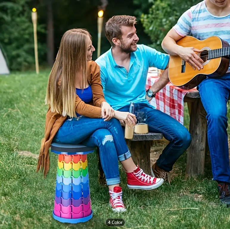 1pc Ultralight Folding Stool - Adjustable Height Portable Bench For Camping, Fishing, And Outdoor Activities - Supports Up To 550lbs