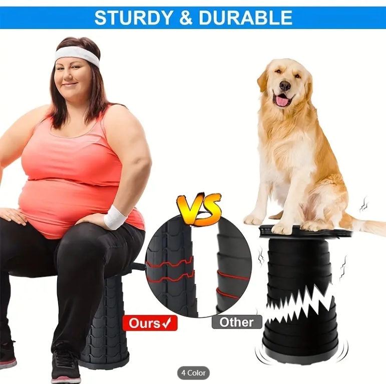 1pc Ultralight Folding Stool - Adjustable Height Portable Bench For Camping, Fishing, And Outdoor Activities - Supports Up To 550lbs