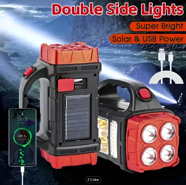 Multifunctional LED Solar Camping Light, Bright Portable Rechargeable Flashlight, Suitable For Outdoor Hiking Camping