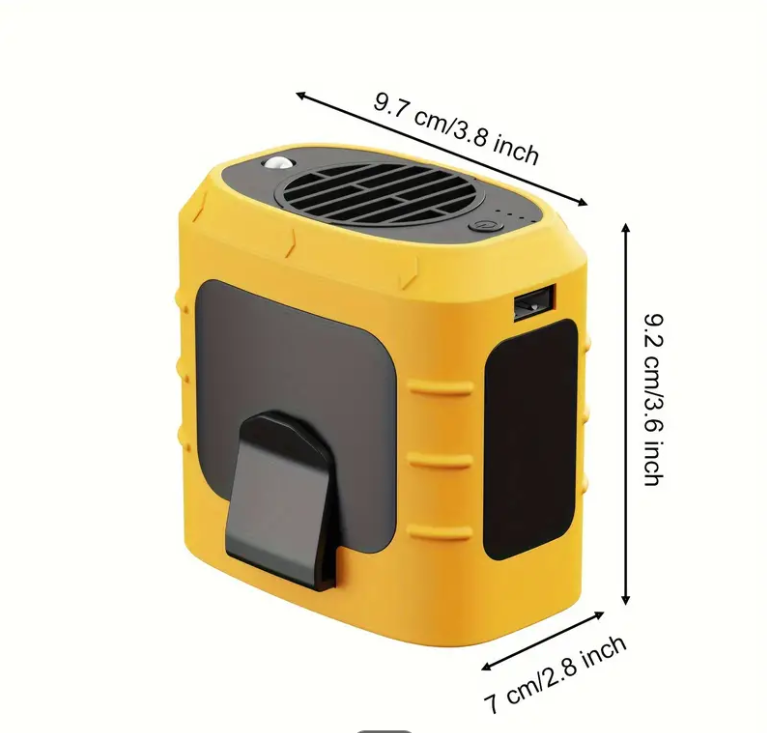 Waist Fan, Clip-on Fan, Belt Fan - Portable Cooling Fan with 8000mAh Battery, Portable Charger - 20H Working Time, LED SOS Light - 3 Speeds, 15500RPM Airflow - Shirt Fan for Jobsite, Farming, Fishing, Travel