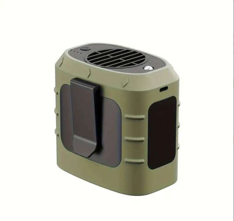 Waist Fan, Clip-on Fan, Belt Fan - Portable Cooling Fan with 8000mAh Battery, Portable Charger - 20H Working Time, LED SOS Light - 3 Speeds, 15500RPM Airflow - Shirt Fan for Jobsite, Farming, Fishing, Travel
