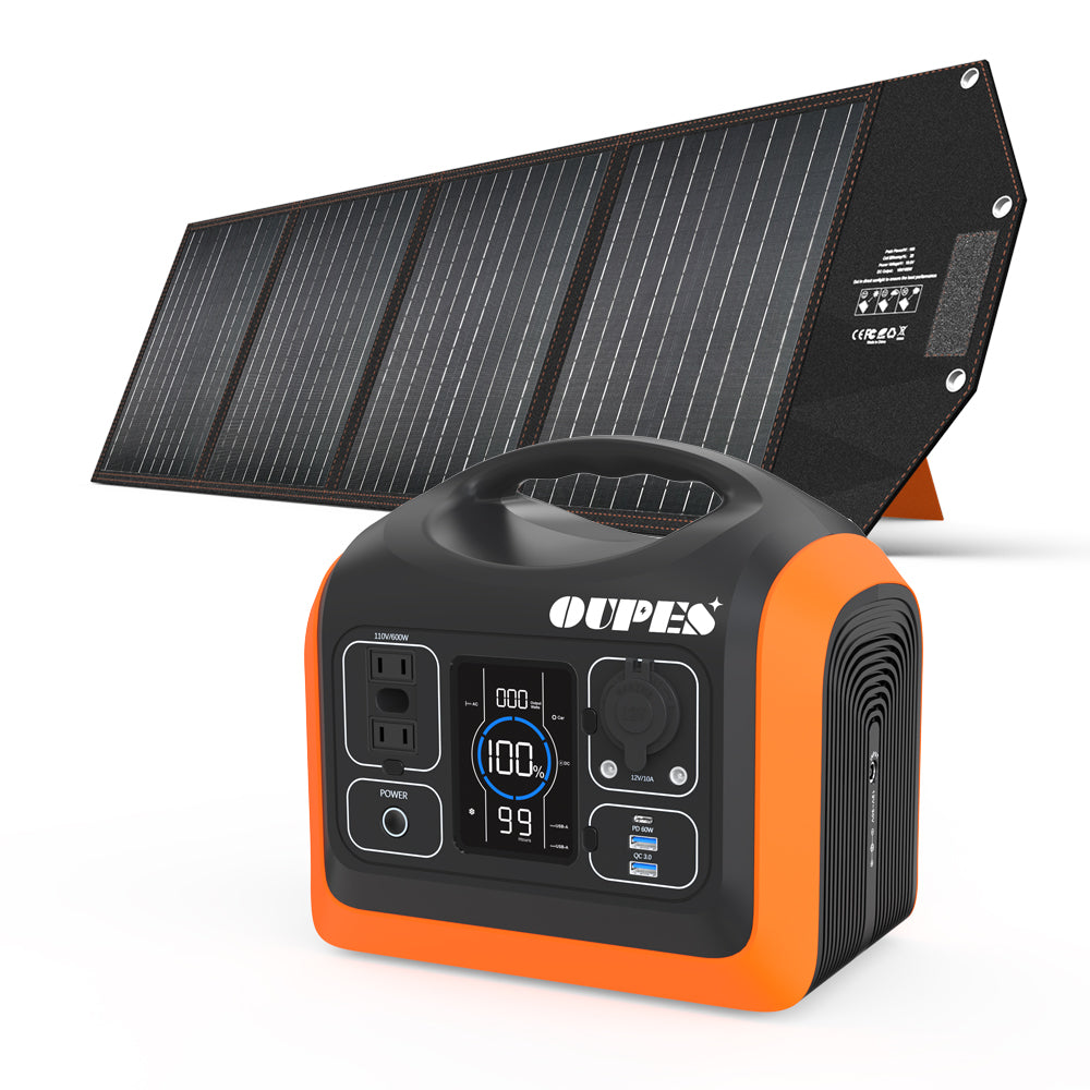 600W Portable Power Station, Solar Generator  LiFePO4 Battery Backup Solar Powered Generators Quick Charge Pure Sine Wave 110V AC Outlet Powerbank for Home Use Camping Outdoors Travel