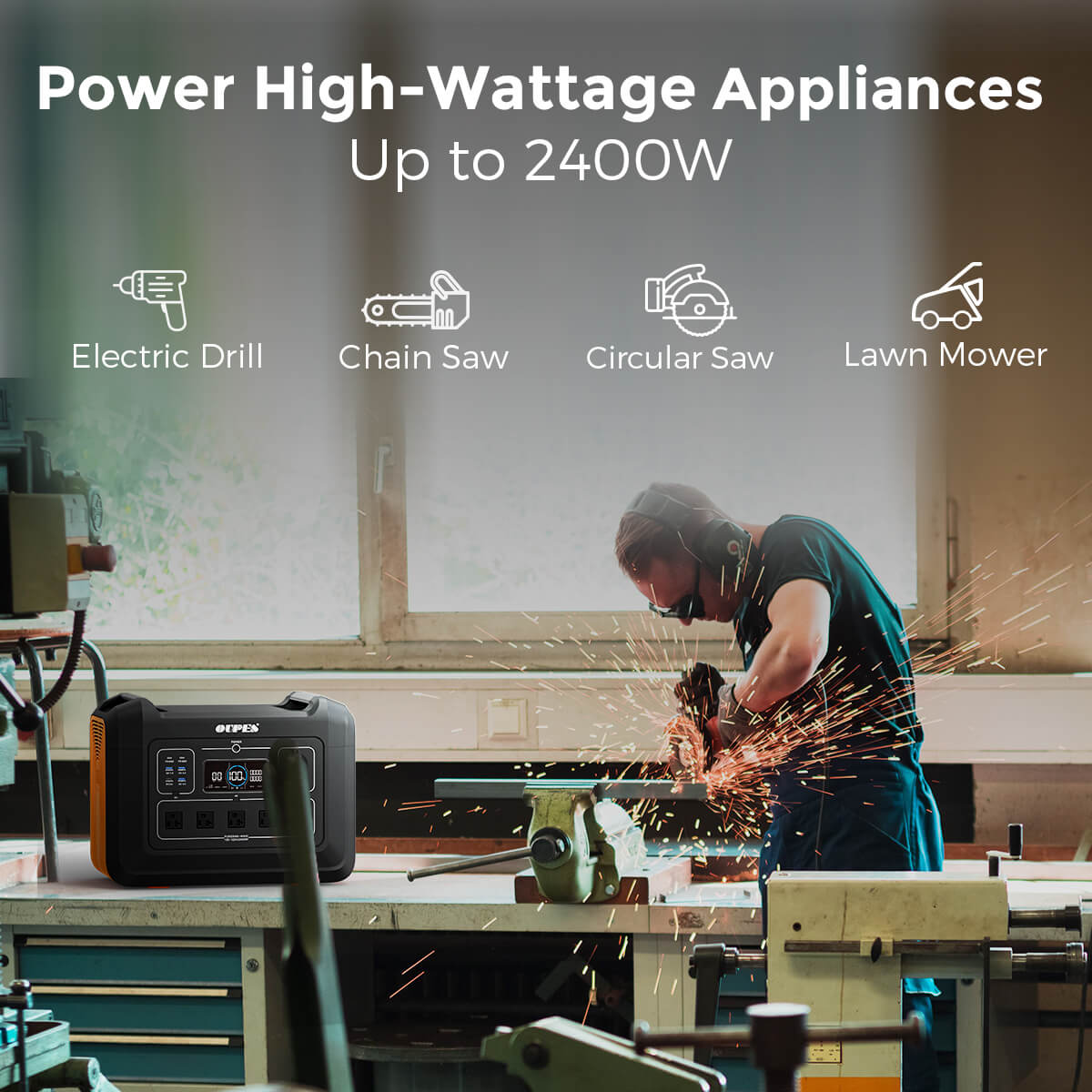 2400W Solar Generator with 2pc 240W Panels Included, Portable LiFePO4 Power Station w/ 5 2400W AC Outlets for Outdoors Camping RV High-Power Appliances Emergency
