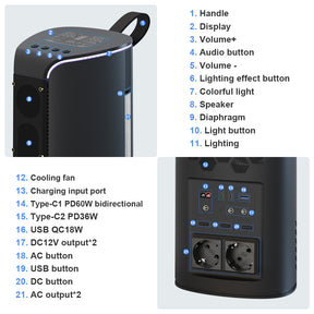 300W 700W multifunctional bluetooth speaker power station