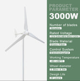 Smaraad SL 2000W 3000W 5000W Horizontal Wind Turbine Power Windmill 3 Blade Generator Electric With MPPT Controller Off Grid System
