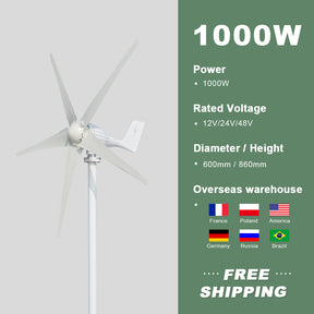 Smaraad SZ 600W 800W 1000W Wind Power Small Horizontal at home  Renewable Energy Generators turbines generator Free Shipping Installation Instructions, After-sales Service