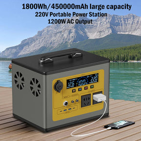 220V - 240V 1320Wh Power Station Protable Power Bank 1200W 450000mAh Lifepo4 Battery With EU Plug Fast Charging Solar Generator