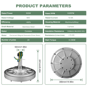 Smaraad Rare Earth Materials 500W 1000W Coreless Permanent Magnet Alternator Maglev Generator Motor For Wind Turbine
