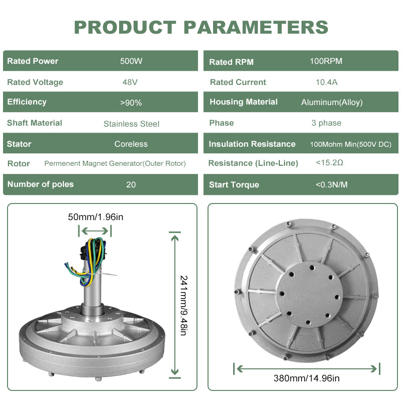 Smaraad Rare Earth Materials 500W 1000W Coreless Permanent Magnet Alternator Maglev Generator Motor For Wind Turbine