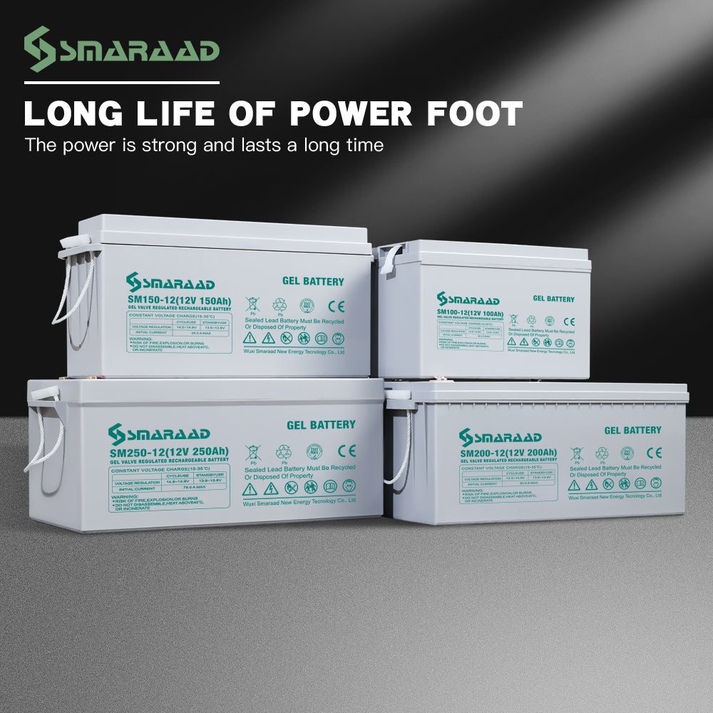 SMARAAD Deep cycle Gel battery 12v 200Ah 250Ah 150Ah solar panel storage gel battery system for home
