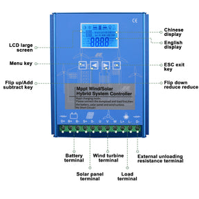 SMARAAD Wind Solar Hybrid Charge Controller 2500W, MPPT Booster Regulator for Off Grid Systems, 12V 24V 48V,2000W Wind Turbine 600W Solar Panel Power Controller with Dump-load, Wind: 0-2000W, Solar: 0-600W,Free Shipping