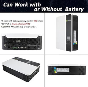 Growatt Solar Inverter Growatt 3500W 48V Hybrid Inverter, 80A MPPT Solar Controller Output AC220V Input PV max 450V Can Work with or Without Battery