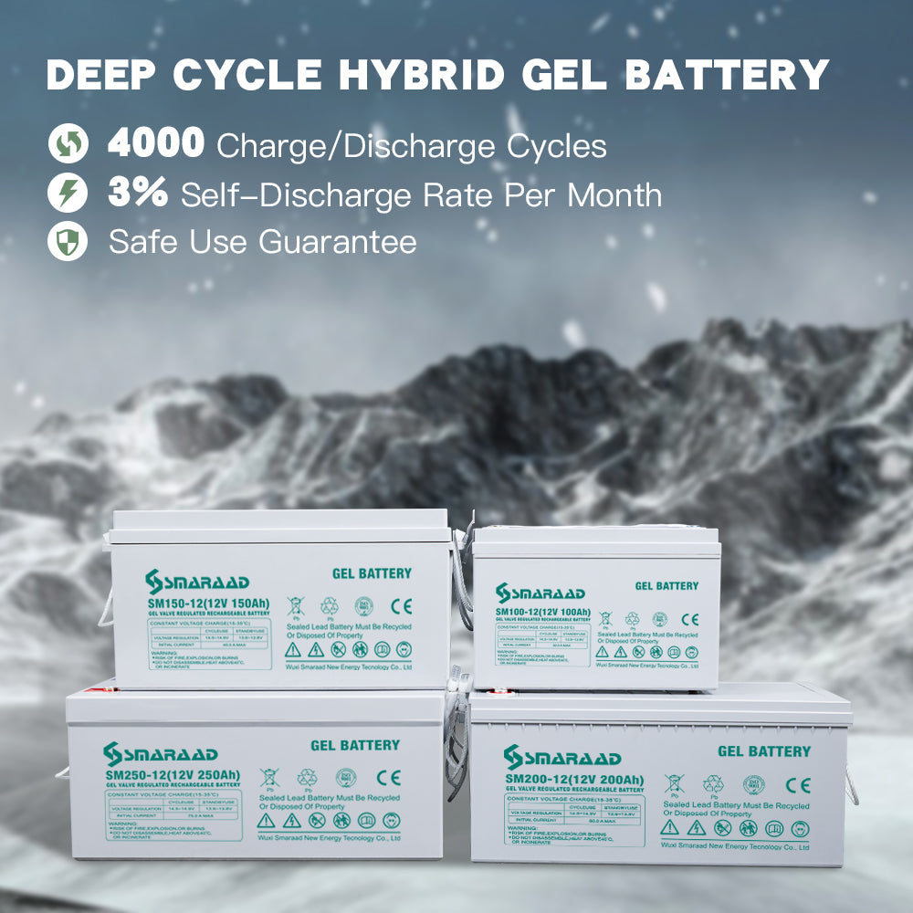 SMARAAD Deep cycle Gel battery 12v 200Ah 250Ah 150Ah solar panel storage gel battery system for home
