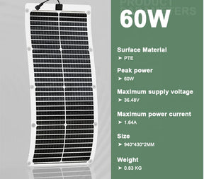 5pcs X 60W window system High efficiency Foldable mono flexible solar panel 300W for travel backpacks, RVs, boats