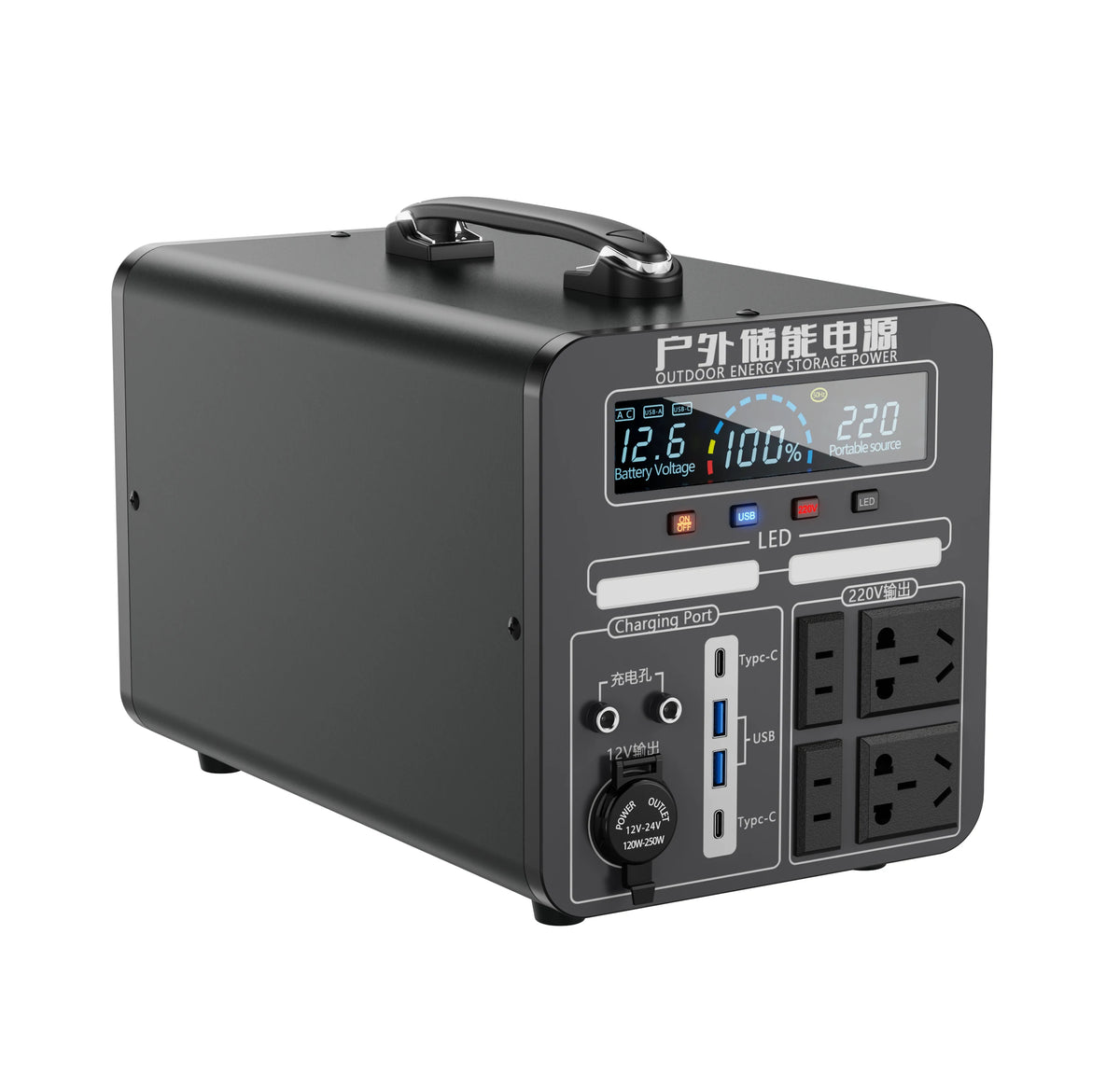 Outdoor Mobile Power Supply 220V 2000W Iarge Capacity Portable Charging Station Outdoor Camping Emergency Energy Storage Boiler
