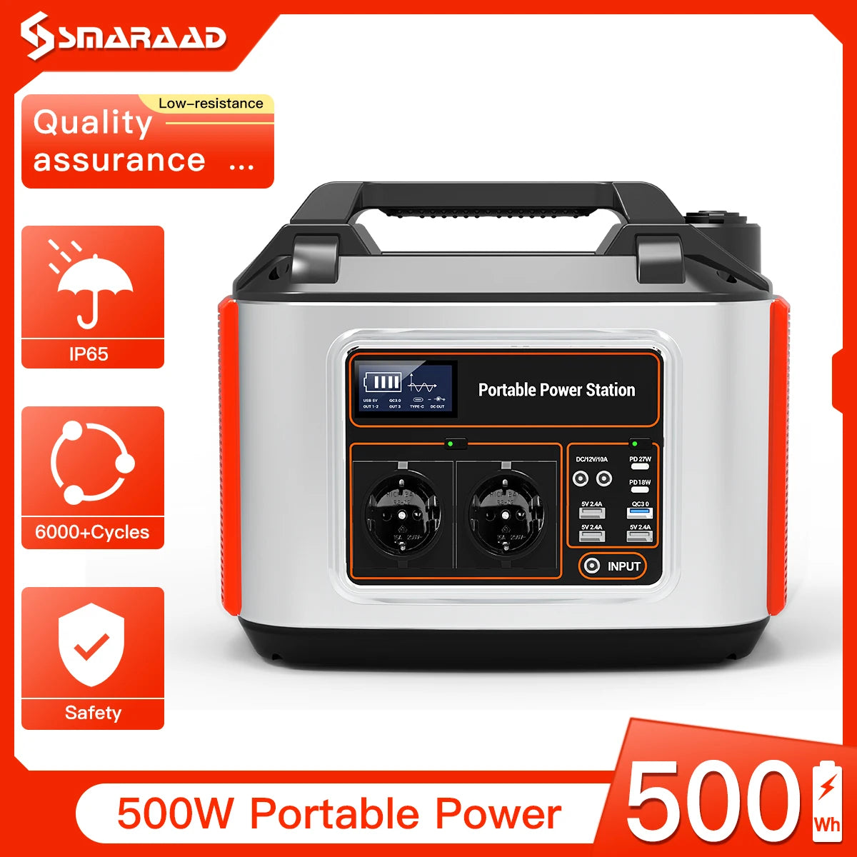 SMARAAAD 130000mAh 600W Household 220V Portable Energy Storage Battery Outdoor Camping Refrigerator Heating