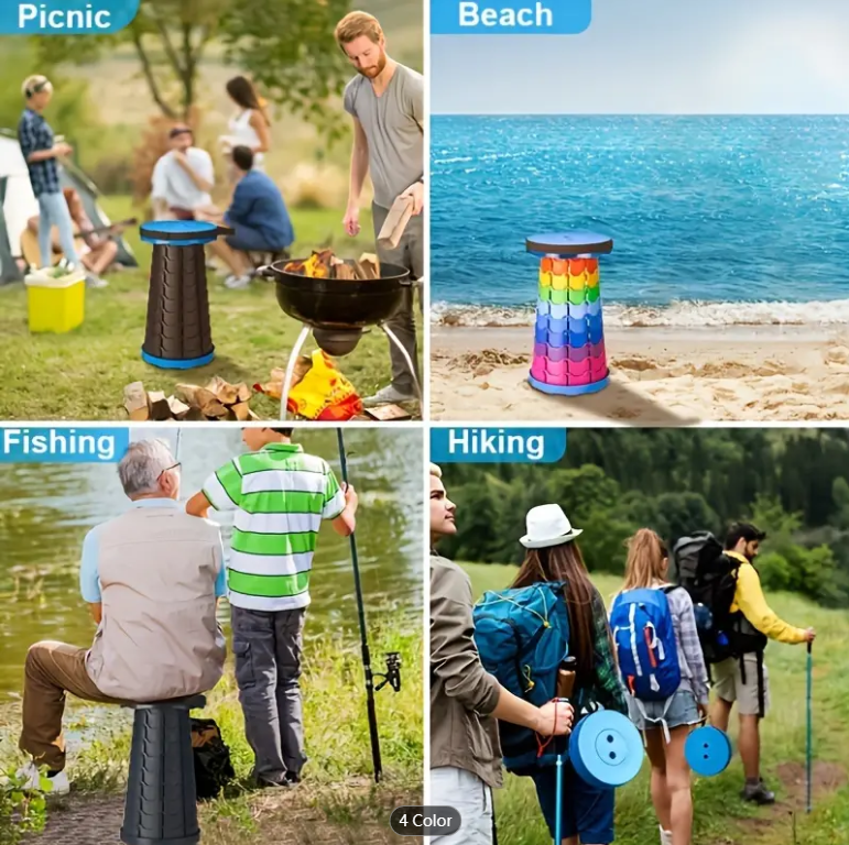 1pc Ultralight Folding Stool - Adjustable Height Portable Bench For Camping, Fishing, And Outdoor Activities - Supports Up To 550lbs