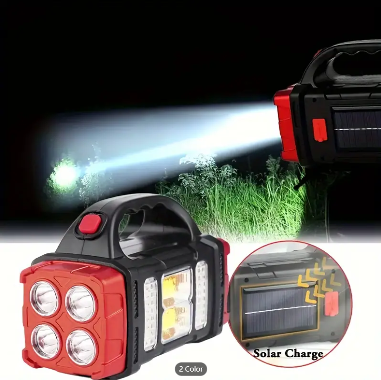 Multifunctional LED Solar Camping Light, Bright Portable Rechargeable Flashlight, Suitable For Outdoor Hiking Camping
