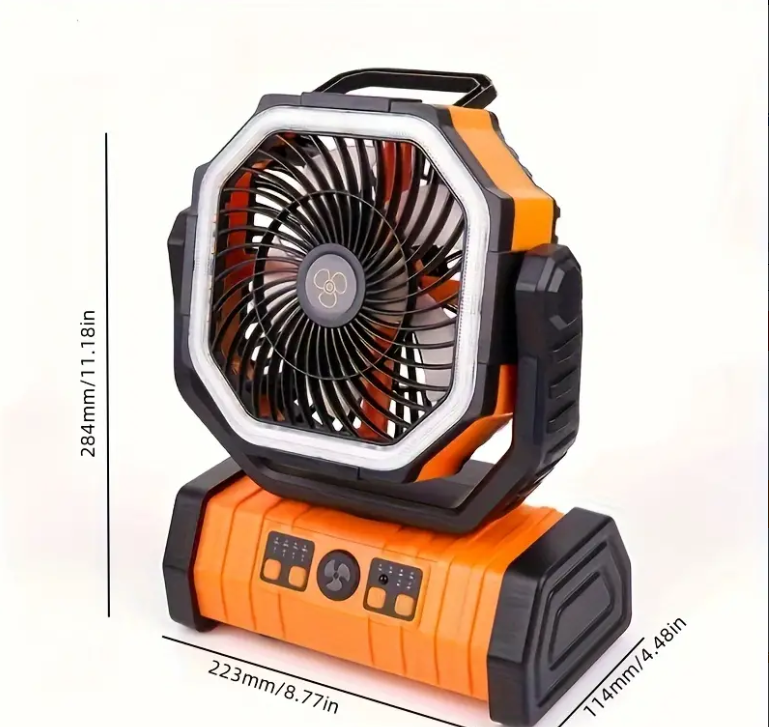Portable USB Rechargeable Outdoor Fan with LED Lights for Camping, Fishing, Office, Home Use