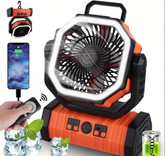 Portable USB Rechargeable Outdoor Fan with LED Lights for Camping, Fishing, Office, Home Use