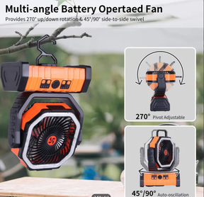 Portable USB Rechargeable Outdoor Fan with LED Lights for Camping, Fishing, Office, Home Use