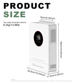 SMARAAD 3.6KW Solar Inverter and Controller Integrated Unit Wall-mounted Solar 24V DC to 220V AC Inverter built-in MPPT Pure Sine Wave Inverter Solar Charge Controller Suitable for Solar Power Systems