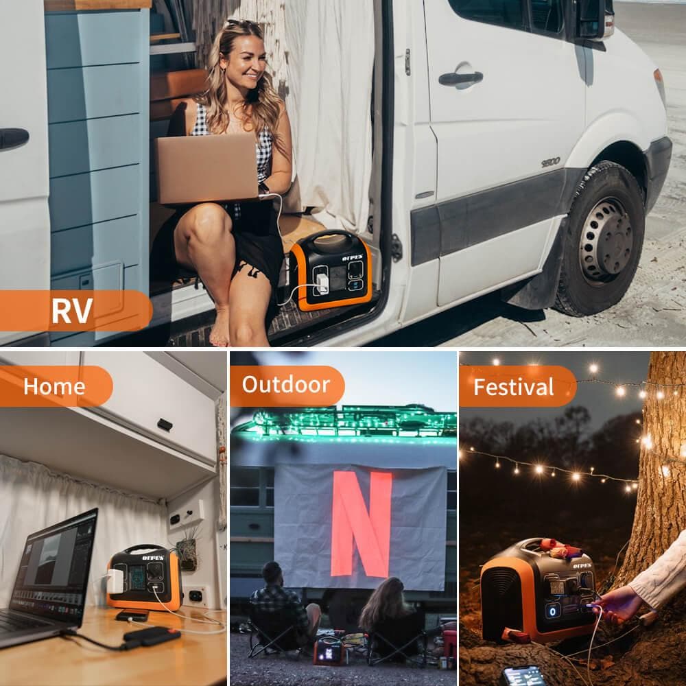 600W Portable Power Station, Solar Generator  LiFePO4 Battery Backup Solar Powered Generators Quick Charge Pure Sine Wave 110V AC Outlet Powerbank for Home Use Camping Outdoors Travel
