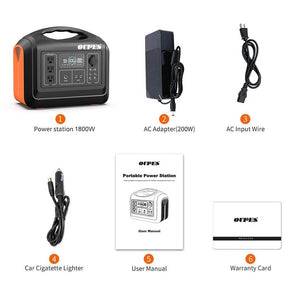 1800W Portable Power Station, 1488Wh LiFePO4 Solar Generator w/ 3 AC Outlets (4000W Peak), Emergency Power for Home Backup, Outdoor RV/Van Camping