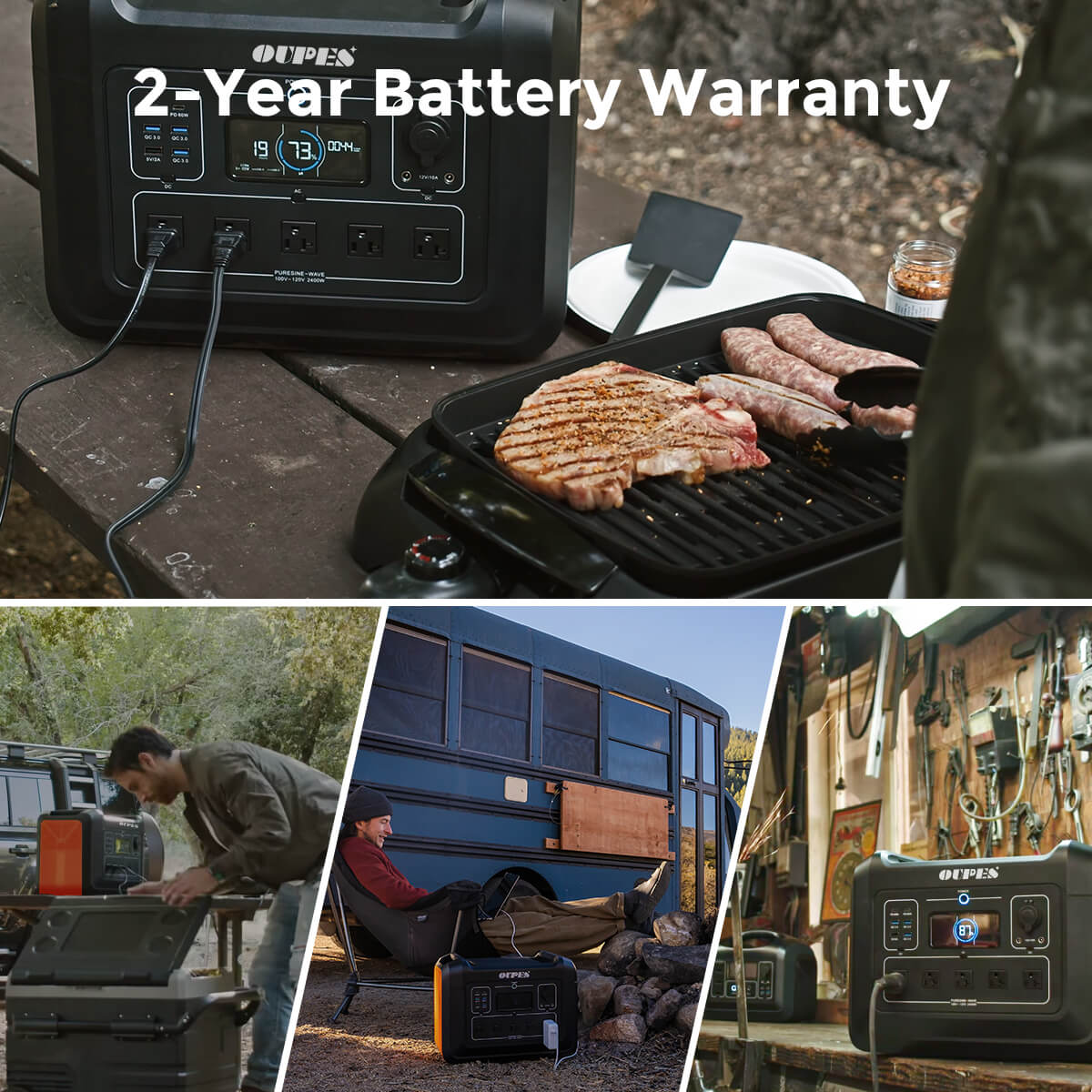 2400W Solar Generator with 2pc 240W Panels Included, Portable LiFePO4 Power Station w/ 5 2400W AC Outlets for Outdoors Camping RV High-Power Appliances Emergency